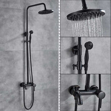 Load image into Gallery viewer, Bronze Black Bathroom Shower Faucet Mixer Wall Mount 8" Rainfall Shower Set Mixer Tap Brass Tub Spout Bath Shower Mixers