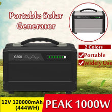 Load image into Gallery viewer, 600W/1000W Portable Solar Inverter Generator Pure Sine Waves Outdoor UPS Battery Charge Powers Supply Energy Storage
