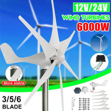 Load image into Gallery viewer, 2020 Upgrade 6000W Wind Turbines Generator+Controller 12V/24V 3/5/6 Blades Home Windmill No Flange Seat More Easy Install
