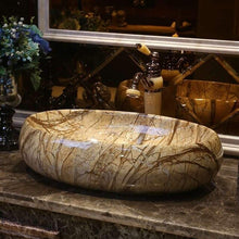 Load image into Gallery viewer, American Art Table Basin European Ceramic Table Wash Basin Bathroom Marbling Wash Basin Inter-Platform Basin
