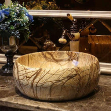 Load image into Gallery viewer, American Art Table Basin European Ceramic Table Wash Basin Bathroom Marbling Wash Basin Inter-Platform Basin
