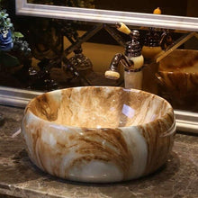 Load image into Gallery viewer, American Art Table Basin European Ceramic Table Wash Basin Bathroom Marbling Wash Basin Inter-Platform Basin
