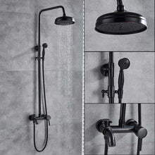 Load image into Gallery viewer, Bronze Black Bathroom Shower Faucet Mixer Wall Mount 8" Rainfall Shower Set Mixer Tap Brass Tub Spout Bath Shower Mixers
