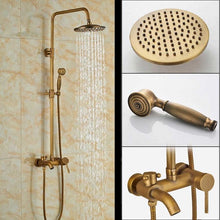 Load image into Gallery viewer, Bronze Black Bathroom Shower Faucet Mixer Wall Mount 8" Rainfall Shower Set Mixer Tap Brass Tub Spout Bath Shower Mixers
