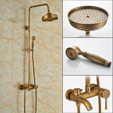 Load image into Gallery viewer, Bronze Black Bathroom Shower Faucet Mixer Wall Mount 8" Rainfall Shower Set Mixer Tap Brass Tub Spout Bath Shower Mixers
