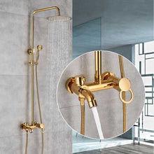 Load image into Gallery viewer, Bronze Black Bathroom Shower Faucet Mixer Wall Mount 8" Rainfall Shower Set Mixer Tap Brass Tub Spout Bath Shower Mixers
