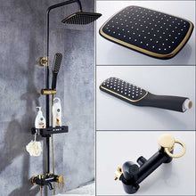 Load image into Gallery viewer, Bronze Black Bathroom Shower Faucet Mixer Wall Mount 8" Rainfall Shower Set Mixer Tap Brass Tub Spout Bath Shower Mixers
