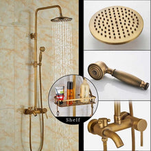 Load image into Gallery viewer, Bronze Black Bathroom Shower Faucet Mixer Wall Mount 8" Rainfall Shower Set Mixer Tap Brass Tub Spout Bath Shower Mixers
